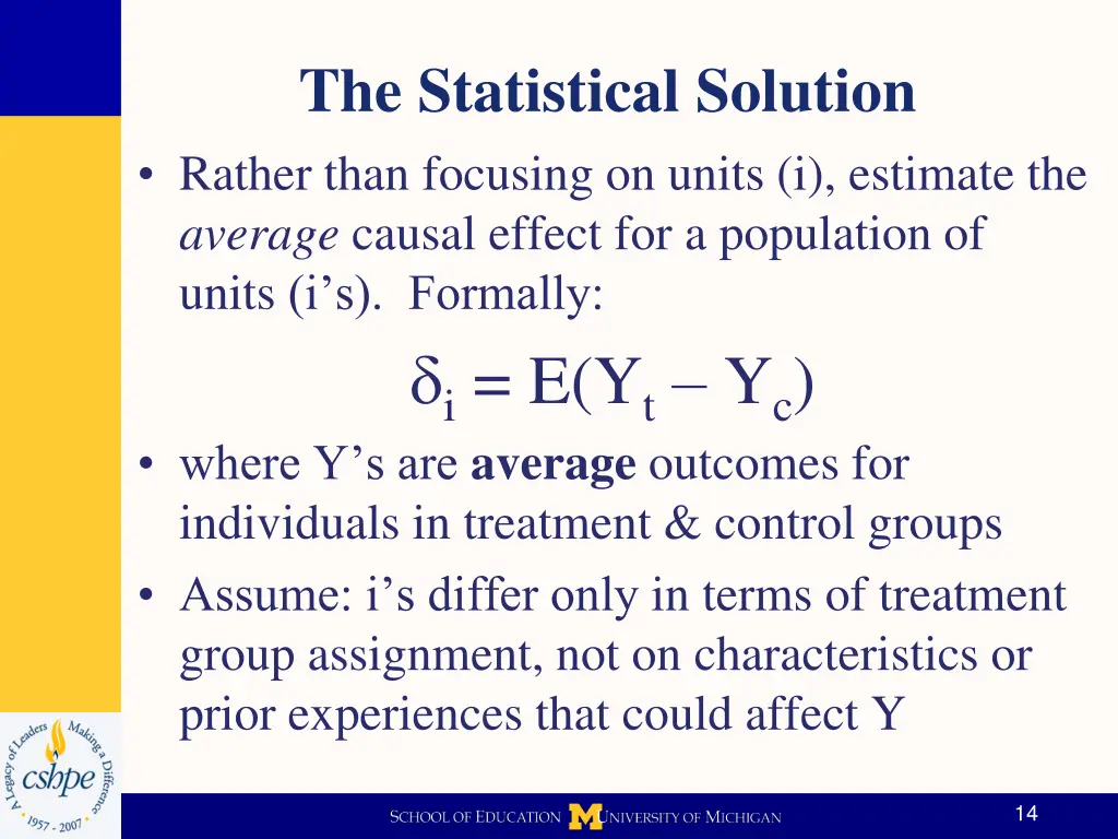 the statistical solution rather than focusing