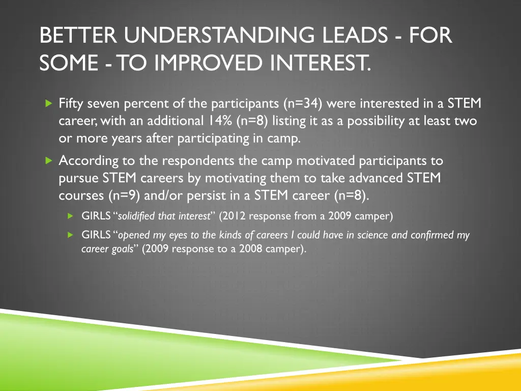 better understanding leads for some to improved