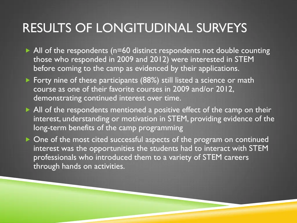 results of longitudinal surveys