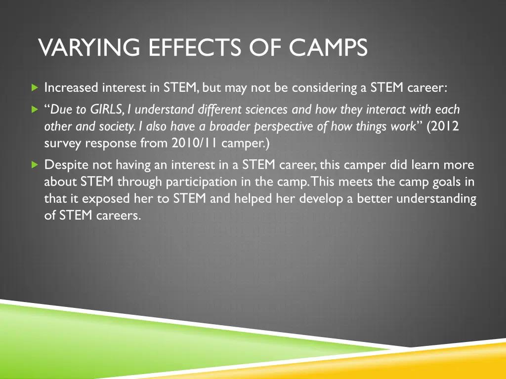 varying effects of camps