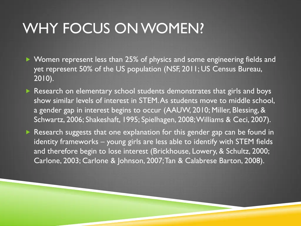why focus on women