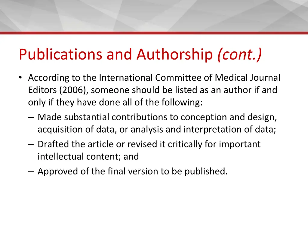 publications and authorship cont