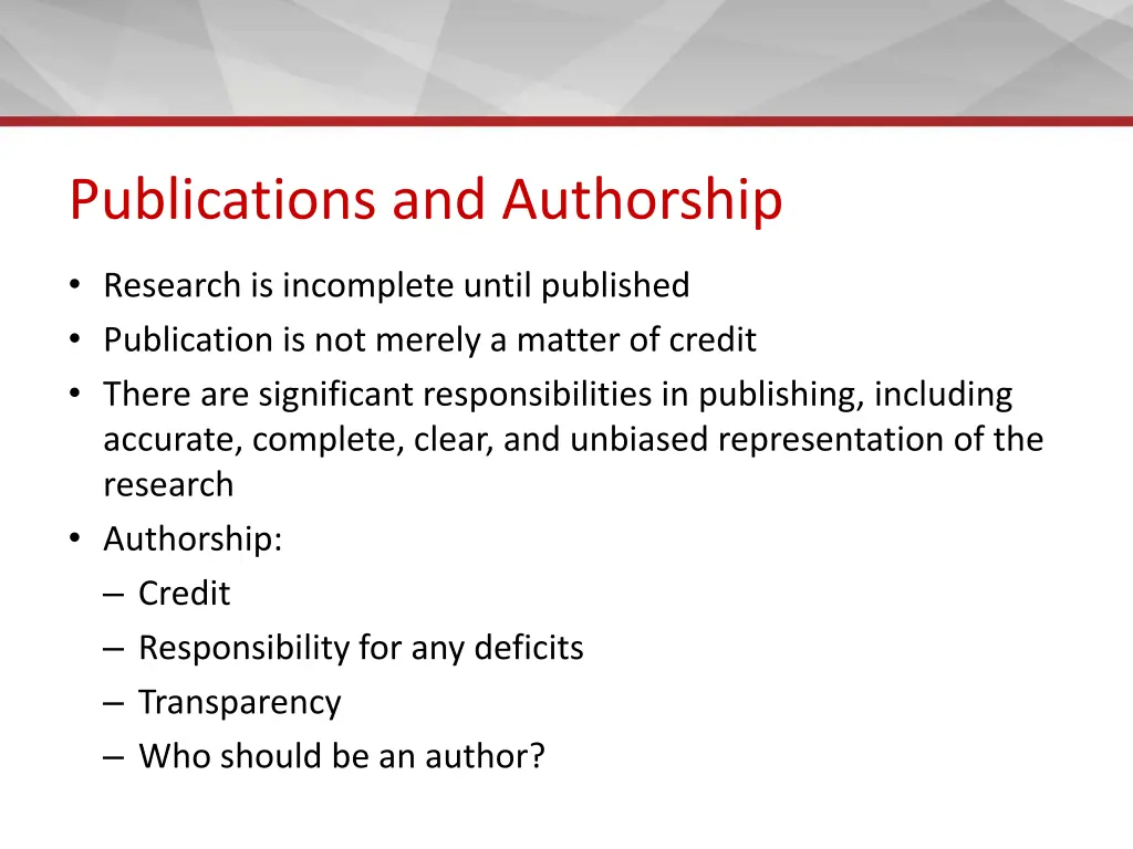 publications and authorship