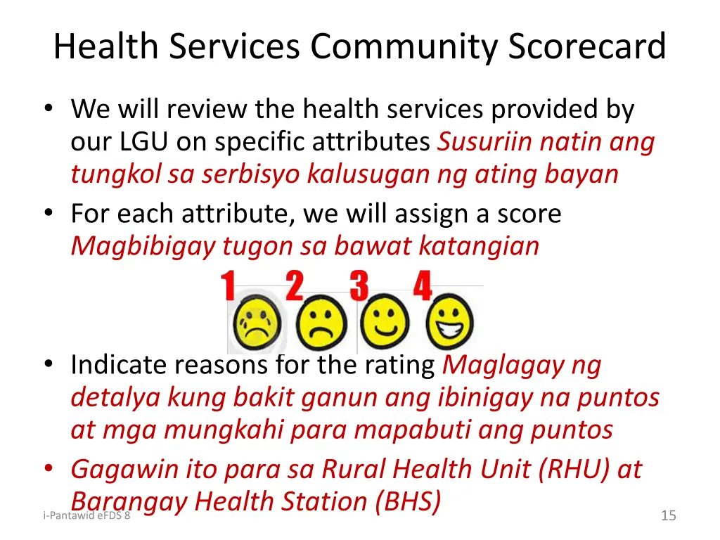 health services community scorecard
