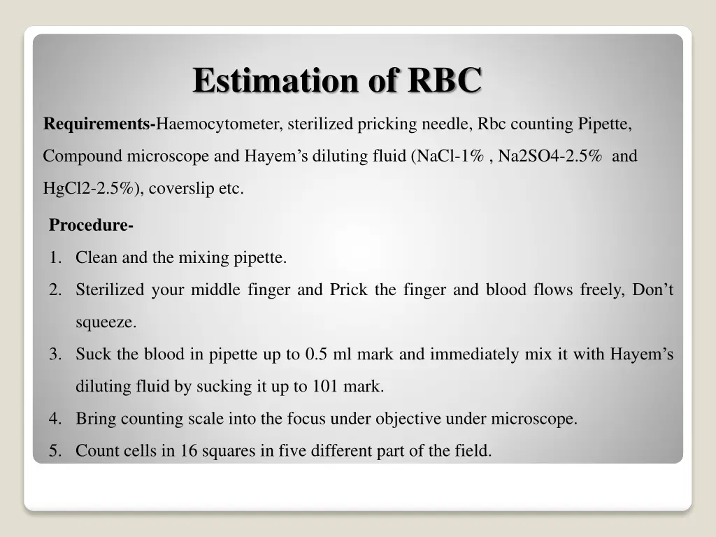 estimation of rbc