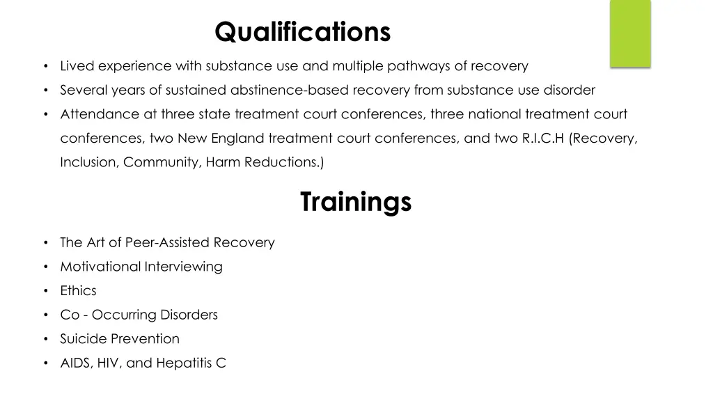 qualifications