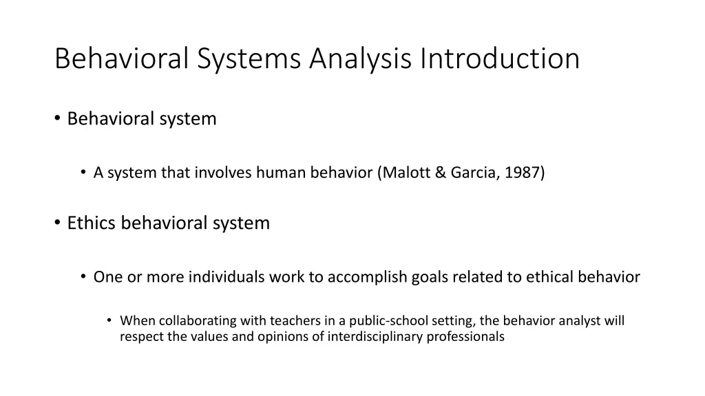 behavioral systems analysis introduction 1
