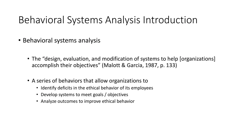 behavioral systems analysis introduction 2