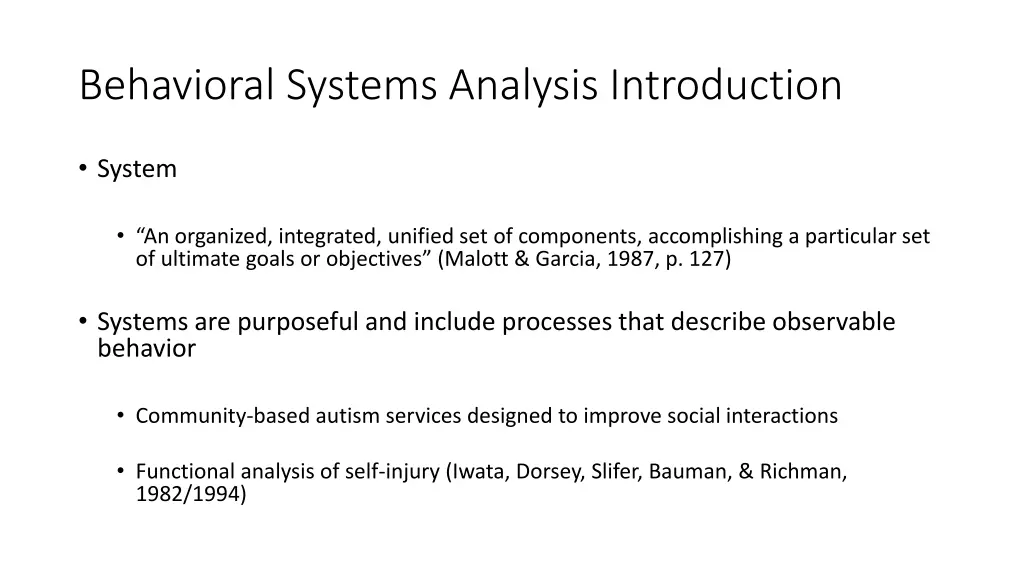 behavioral systems analysis introduction