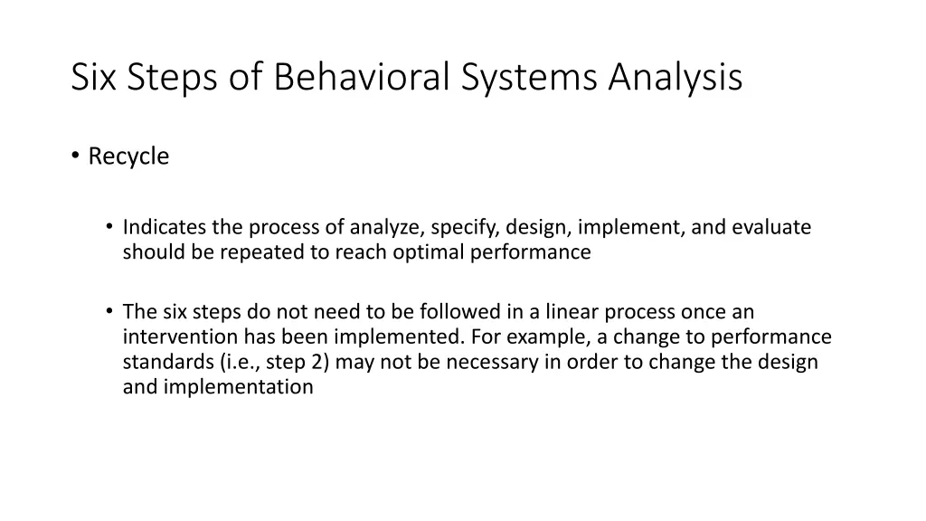 six steps of behavioral systems analysis 6