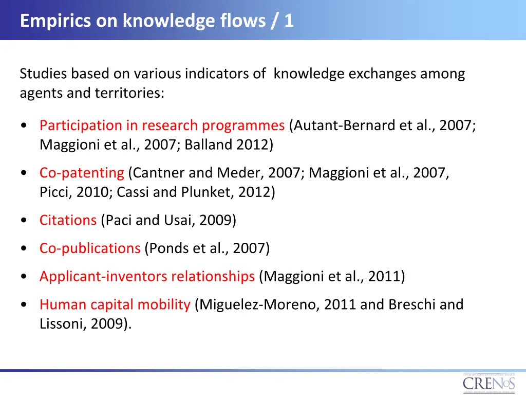 empirics on knowledge flows 1