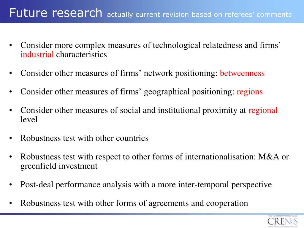 future research actually current revision based