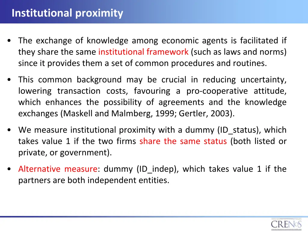 institutional proximity