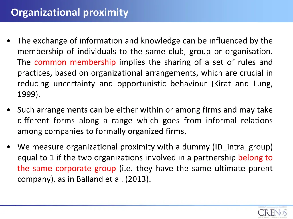 organizational proximity