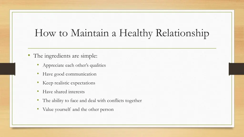 how to maintain a healthy relationship