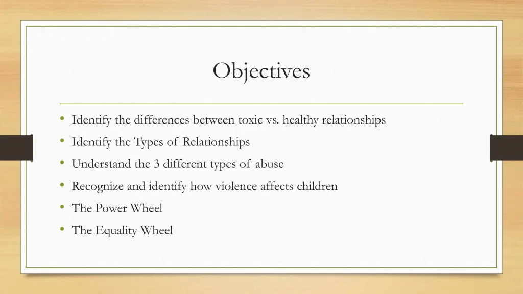 objectives