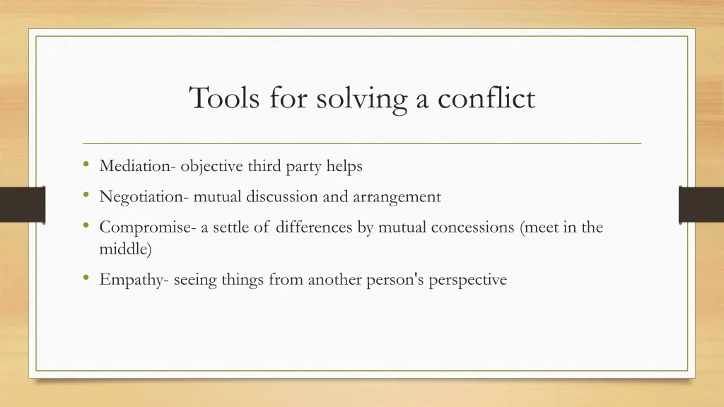 tools for solving a conflict