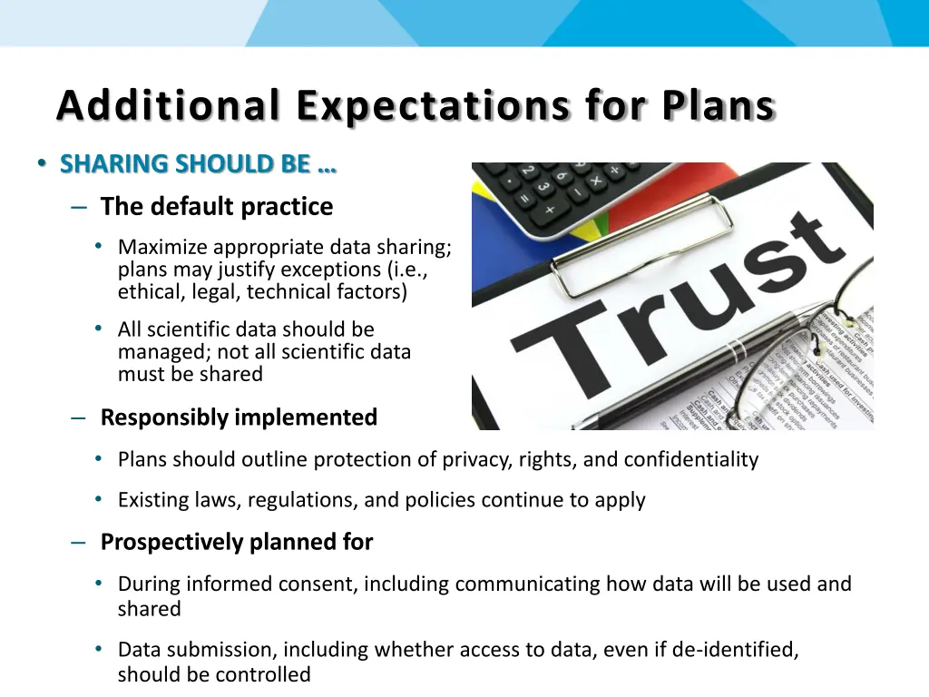 additional expectations for plans