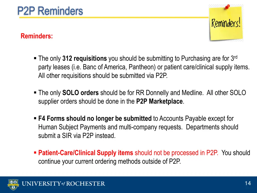 p2p reminders