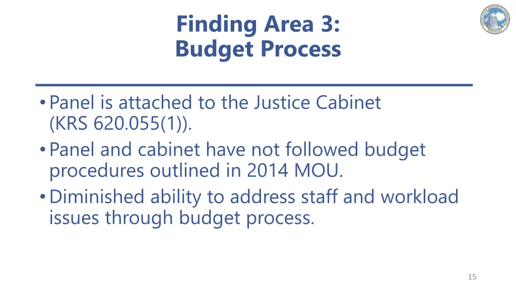finding area 3 budget process