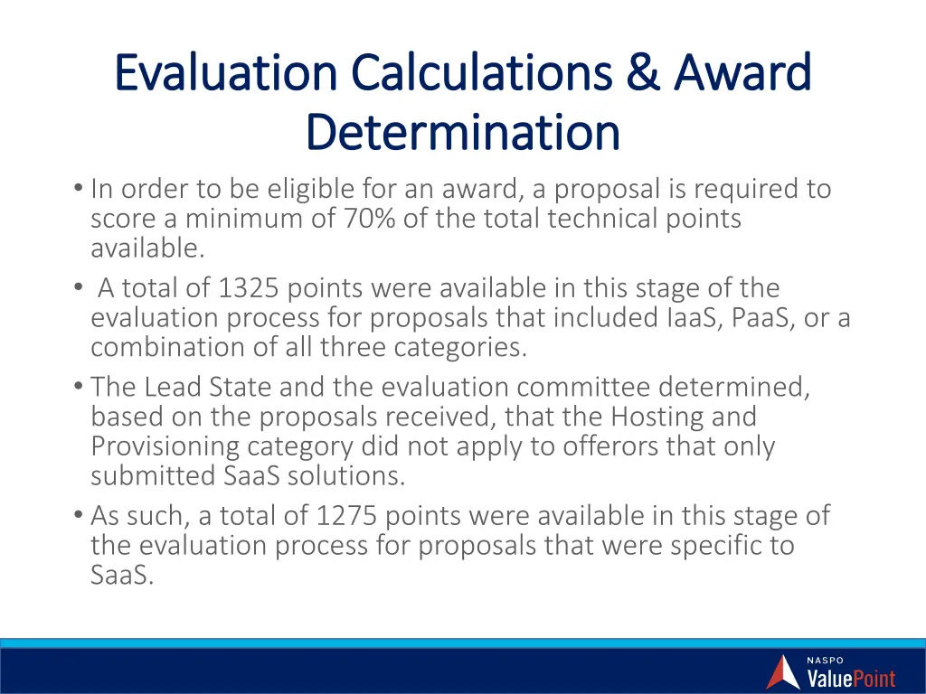 evaluation calculations award evaluation