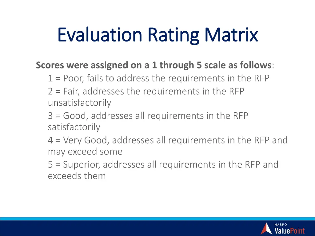 evaluation rating matrix evaluation rating matrix