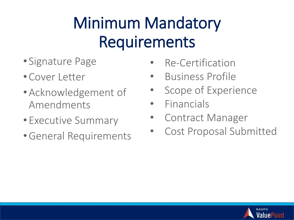 minimum mandatory minimum mandatory requirements