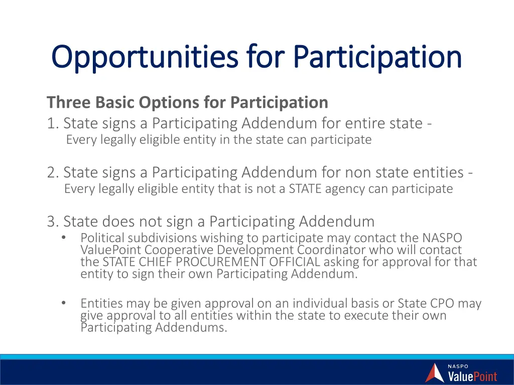 opportunities for participation opportunities