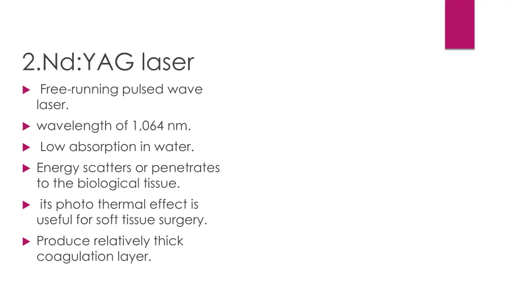2 nd yag laser free running pulsed wave laser