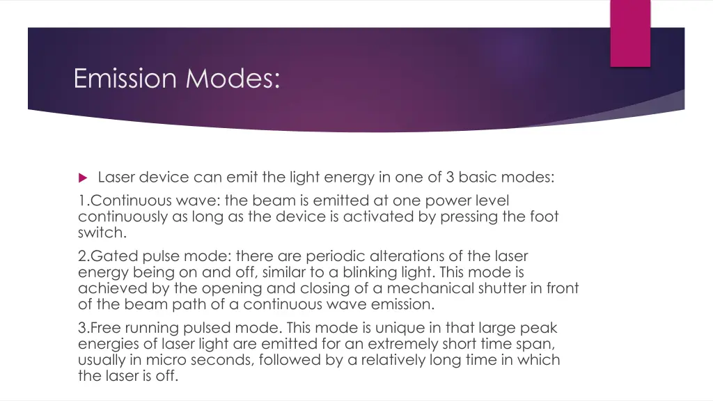 emission modes