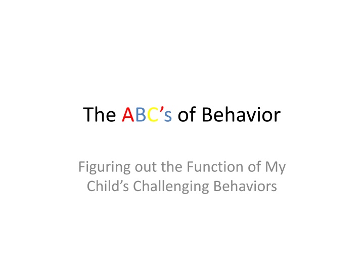 the abc s of behavior