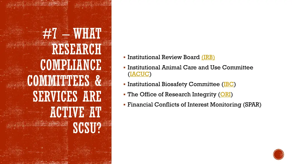7 what research compliance committees services
