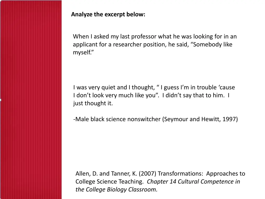 analyze the excerpt below