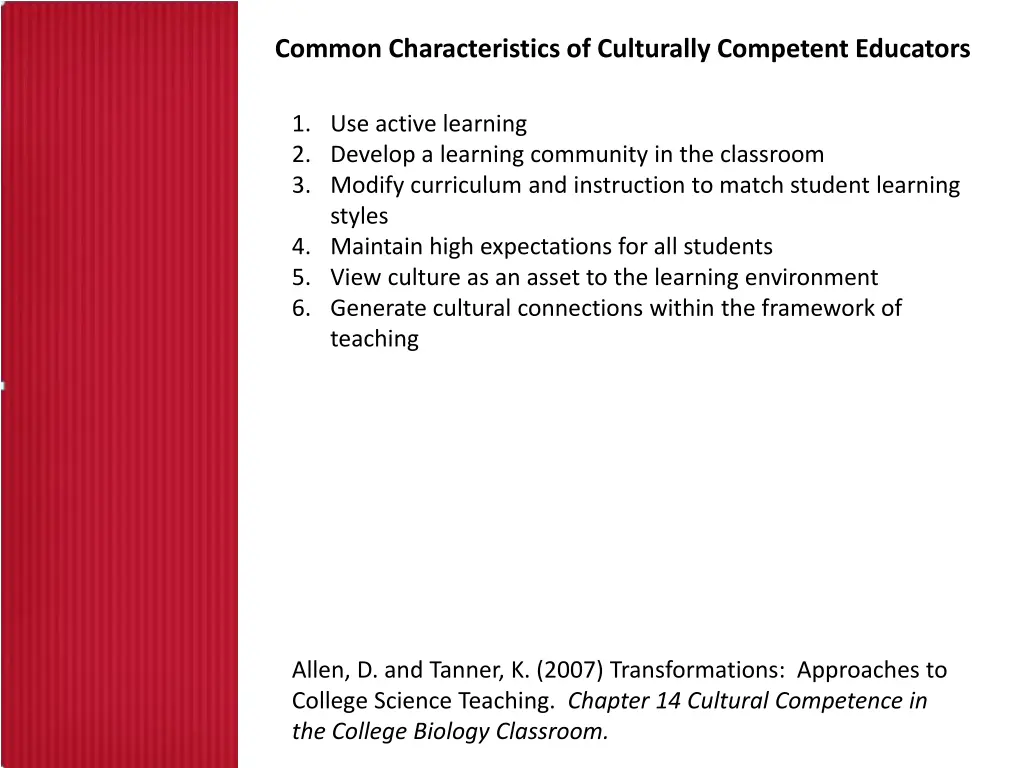 common characteristics of culturally competent