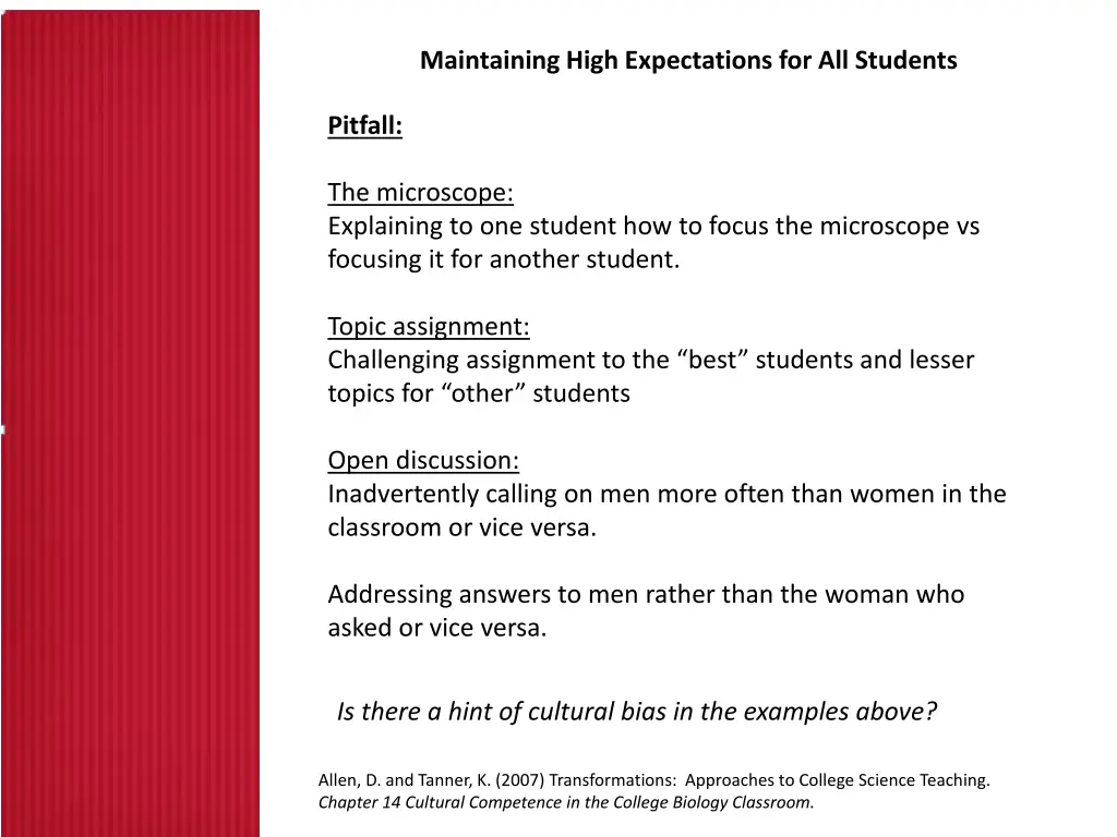 maintaining high expectations for all students