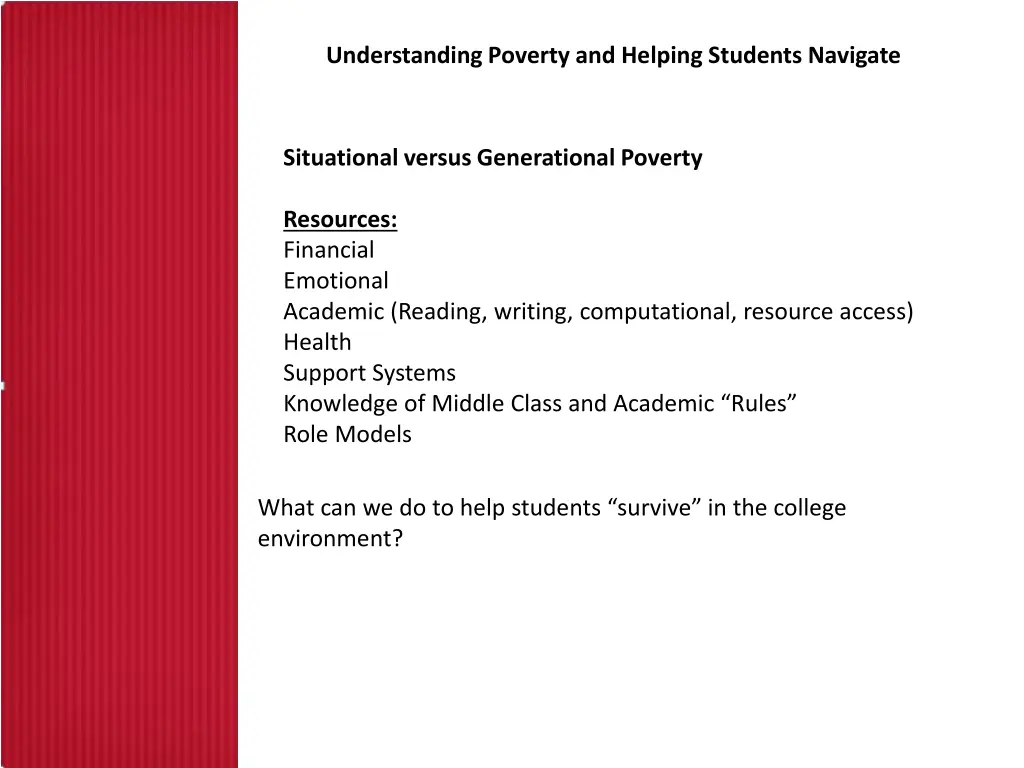 understanding poverty and helping students