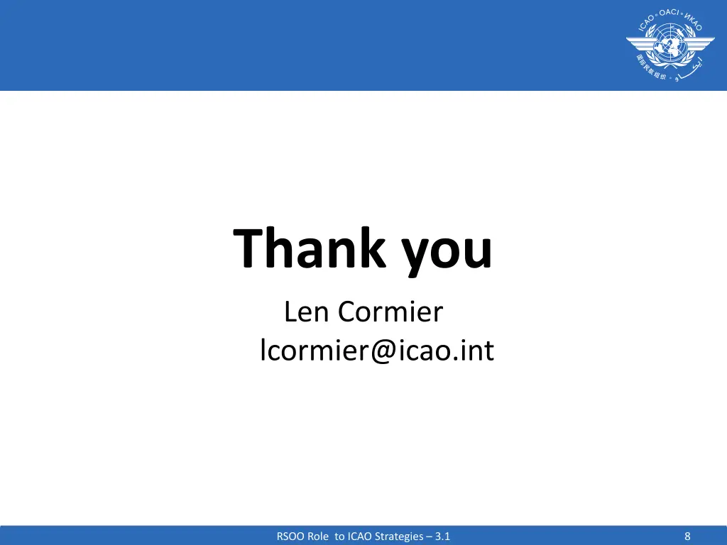 thank you len cormier lcormier@icao int
