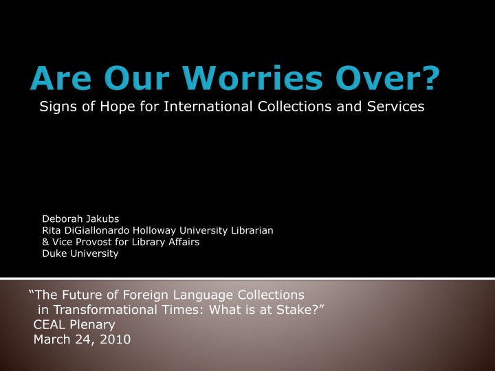 signs of hope for international collections