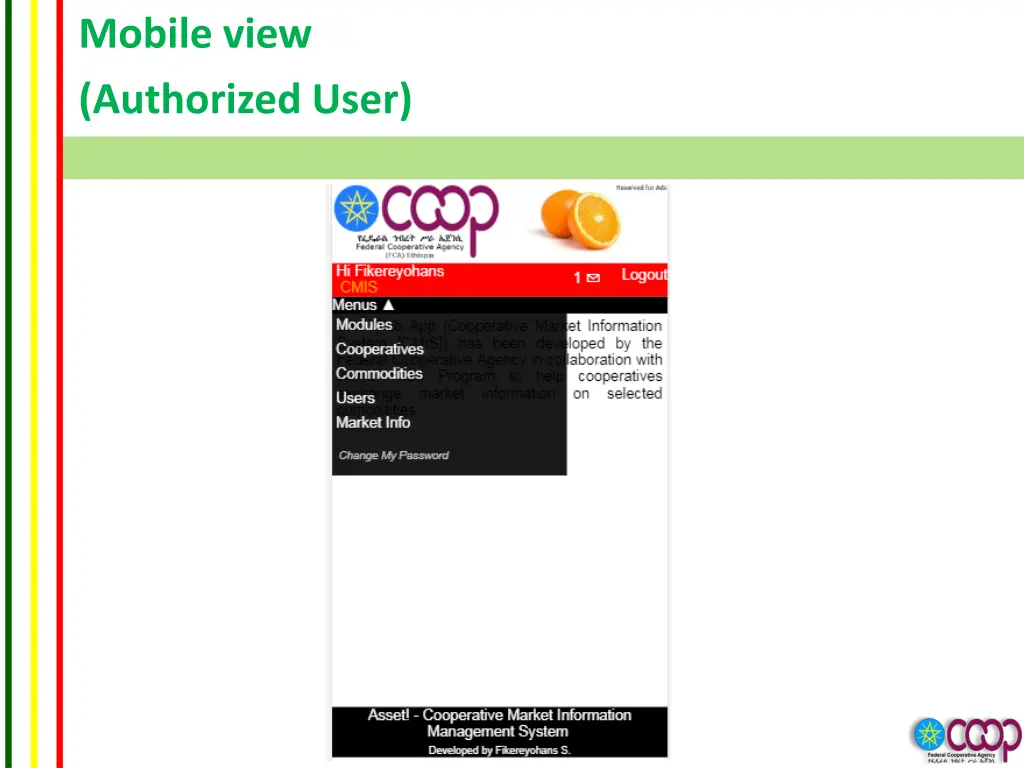 mobile view authorized user