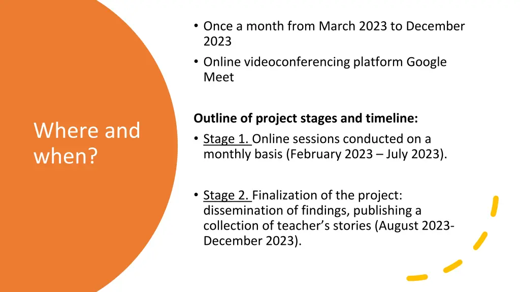 once a month from march 2023 to december 2023
