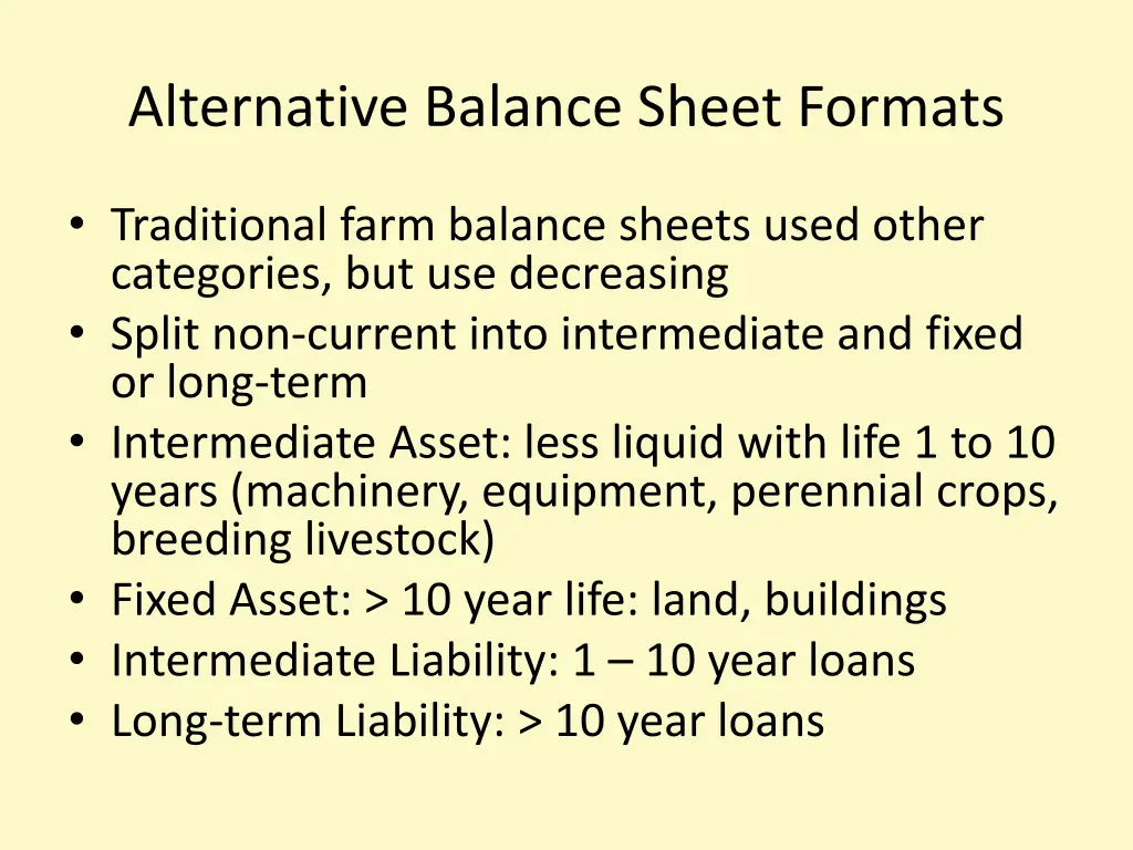 alternative balance sheet formats