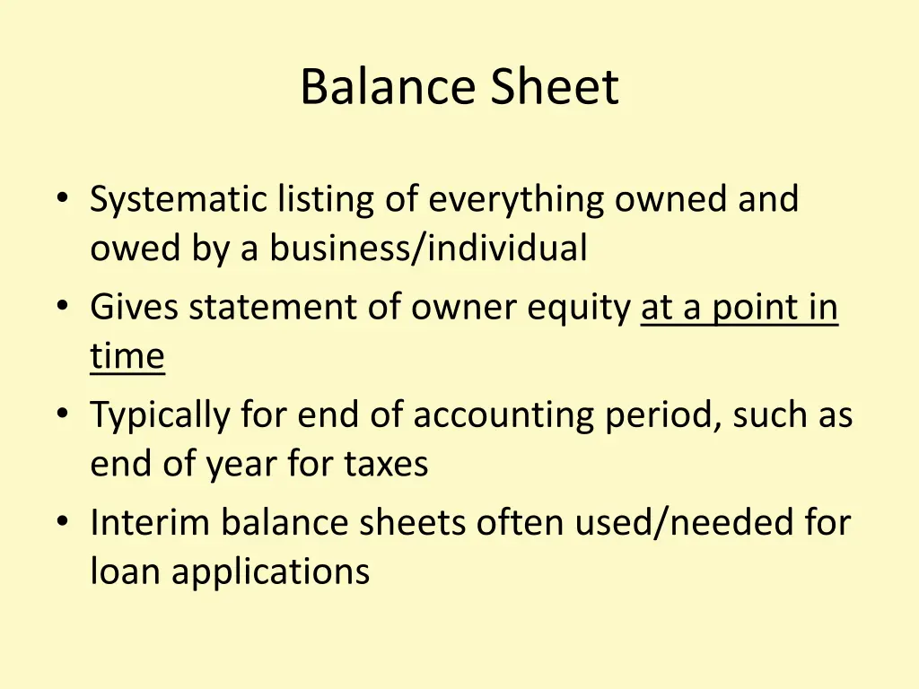 balance sheet