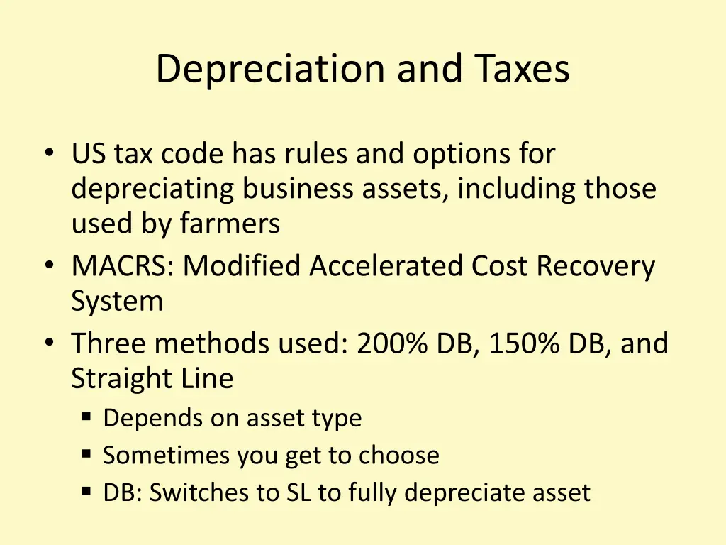 depreciation and taxes