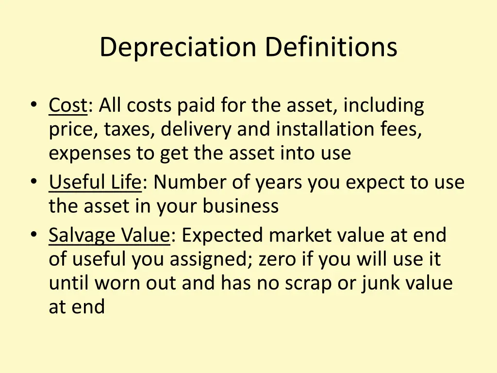 depreciation definitions