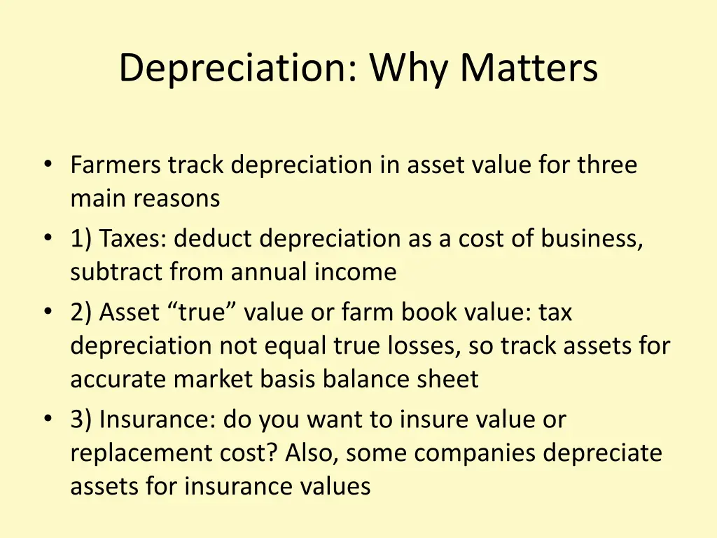 depreciation why matters
