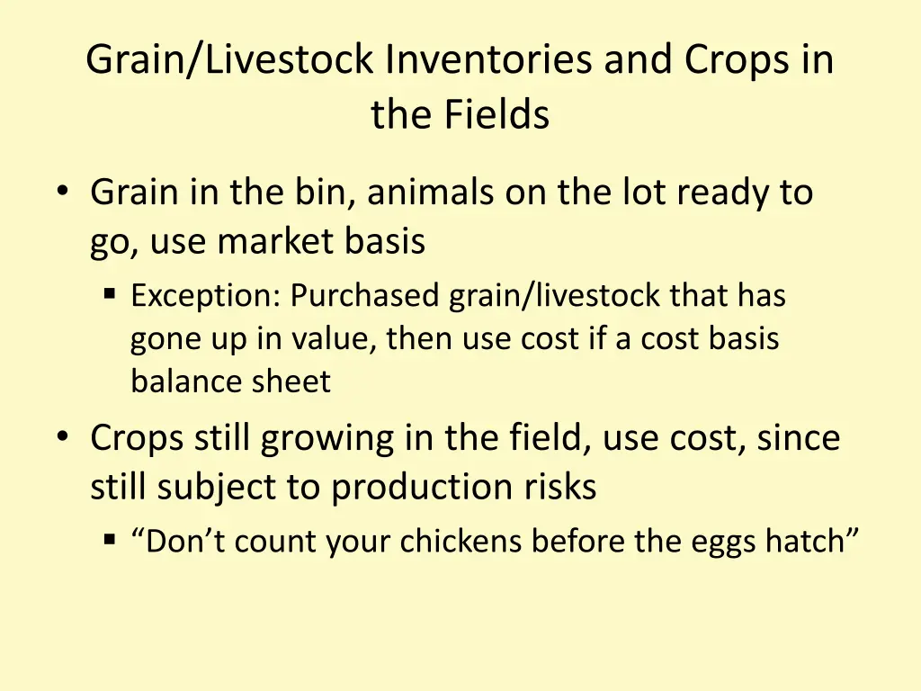 grain livestock inventories and crops