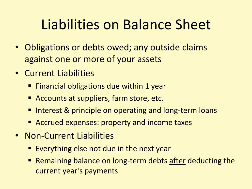 liabilities on balance sheet