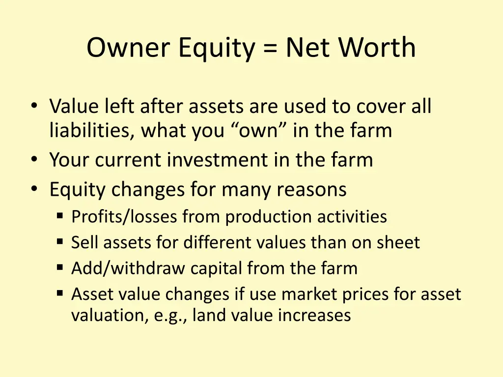 owner equity net worth