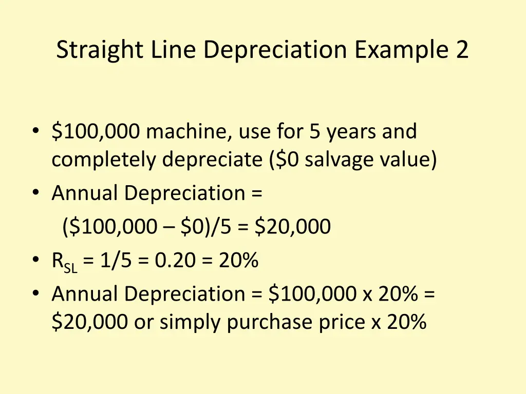straight line depreciation example 2