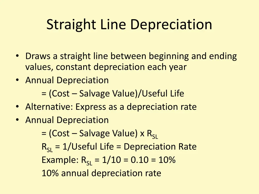 straight line depreciation